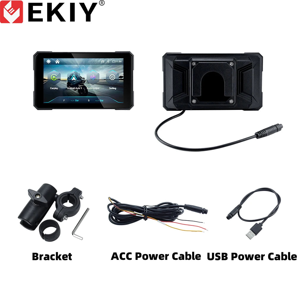 EKIY-Navicast 5.0 inch Wireless CarPlay Moto Android Auto Portable Digital Motorcycle Dashboard GPS Navigation Removable Display Screen