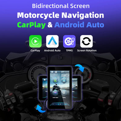 EKIY-Navicast 5.0 inch Wireless CarPlay Moto Android Auto Portable Digital Motorcycle Dashboard GPS Navigation Removable Display Screen